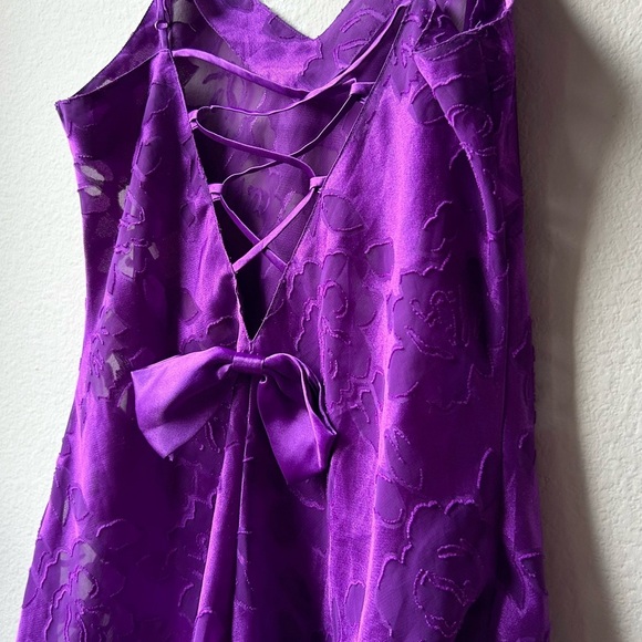 Victoria's Secret Gold Label Purple Floral Print Slip Lingerie Dress Sz S - Picture 10 of 13